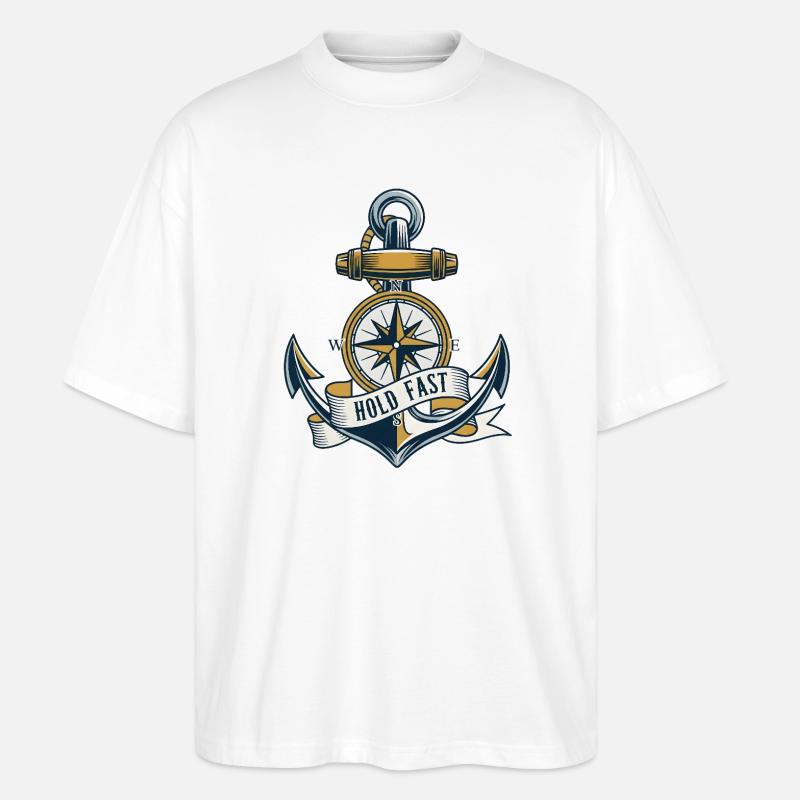 Anker Hold Fast Maritimes Vintage Motiv - Stanley/Stella Oversized Unisex Bio T-Shirt Blaster 2.0 - Weiß