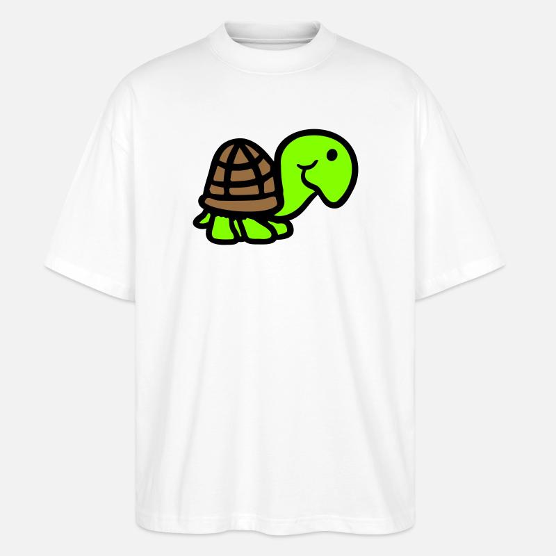 tortue mignonne souriante heureuse drôle - T-shirt bio Blaster 2.0 coupe oversize Stanley/Stella Unisexe - blanc