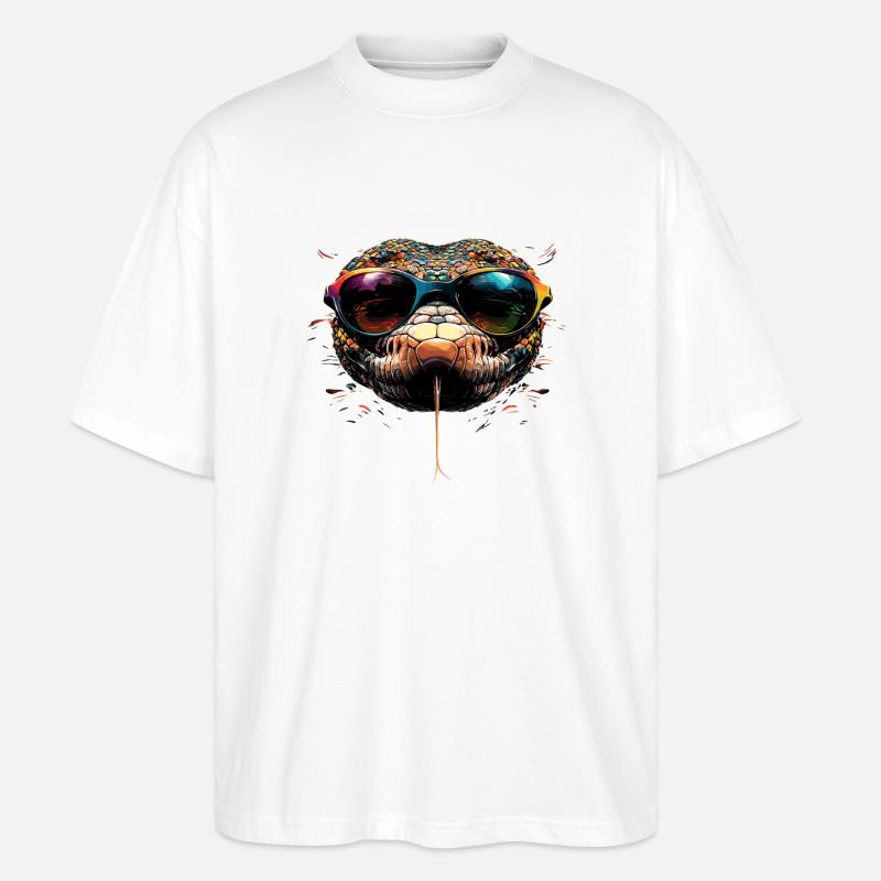 Schlange Python Kobra Klapperschlange Schlangen - Stanley/Stella Oversized Unisex Bio T-Shirt Blaster 2.0 - Weiß