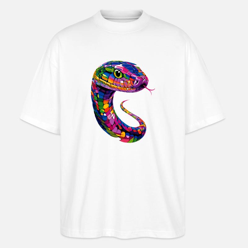 Schlange Python Kobra Klapperschlange Schlangen - Stanley/Stella Oversized Unisex Bio T-Shirt Blaster 2.0 - Weiß