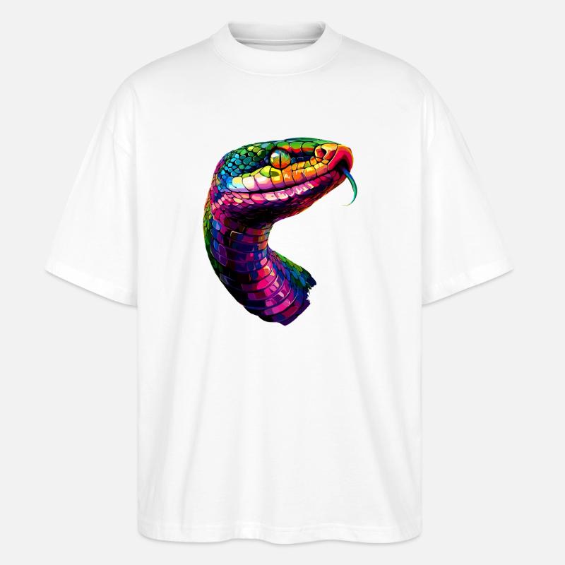 Schlange Python Kobra Klapperschlange Schlangen - Stanley/Stella Oversized Unisex Bio T-Shirt Blaster 2.0 - Weiß