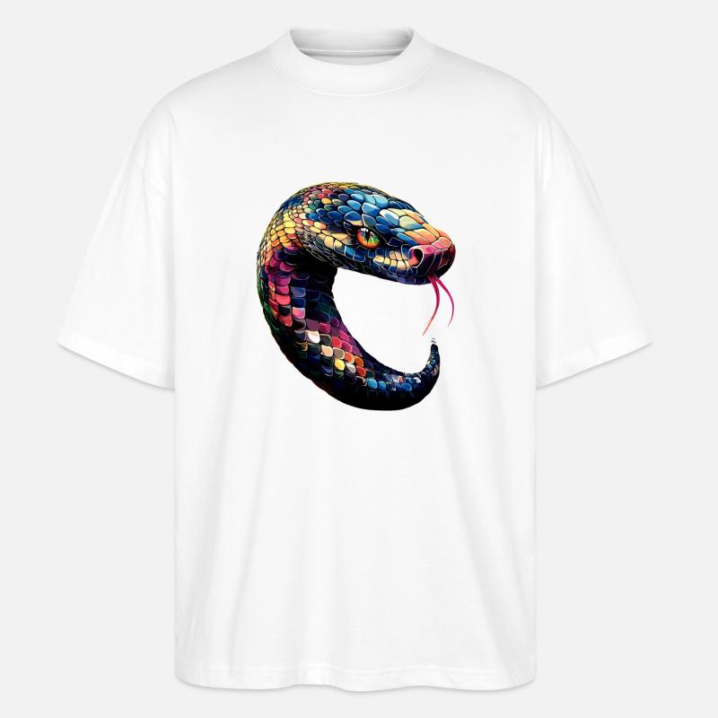 Schlange Python Kobra Klapperschlange Schlangen - Stanley/Stella Oversized Unisex Bio T-Shirt Blaster 2.0 - Weiß