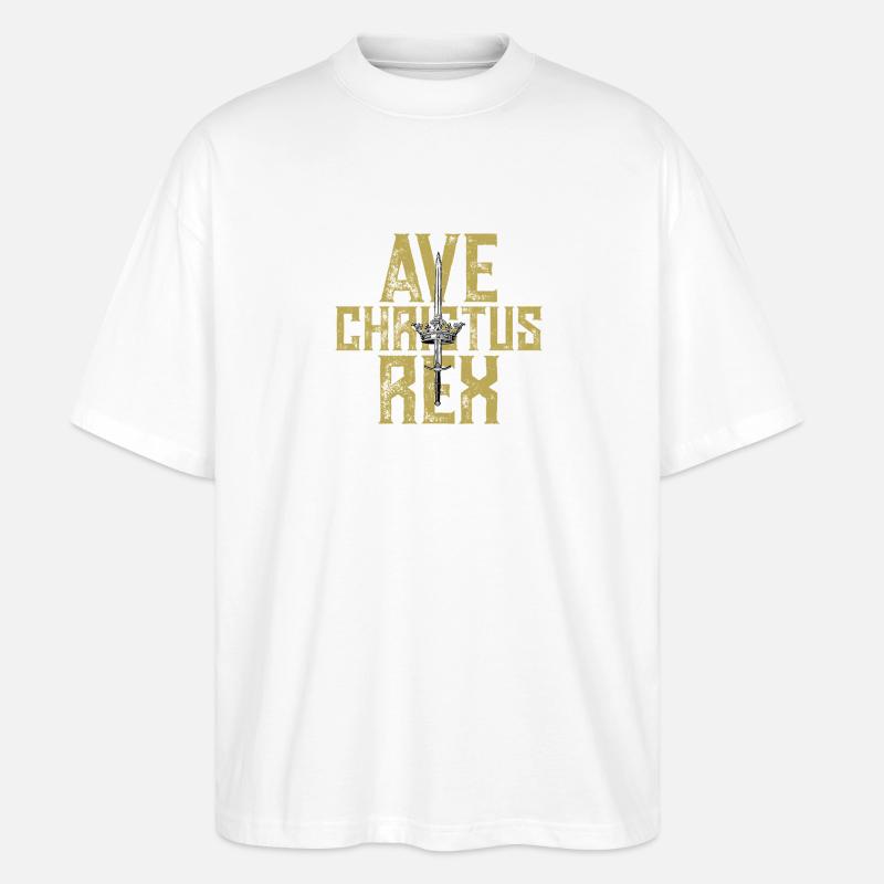 Couronne d’épée Ave Christus Rex - T-shirt bio Blaster 2.0 coupe oversize Stanley/Stella Unisexe - blanc