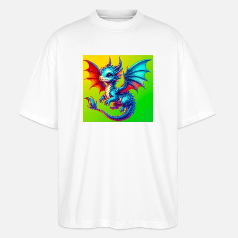 Drache - Stanley/Stella Oversized Unisex Bio T-Shirt Blaster 2.0 - Weiß