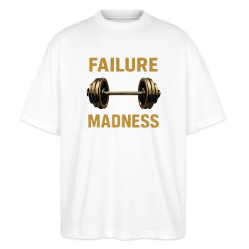 Failure and Madness Motivation Design - Stanley/Stella Oversized Unisex Organic T-shirt Blaster 2.0 - white - Front - Alina (178cm) & Michal (187cm)