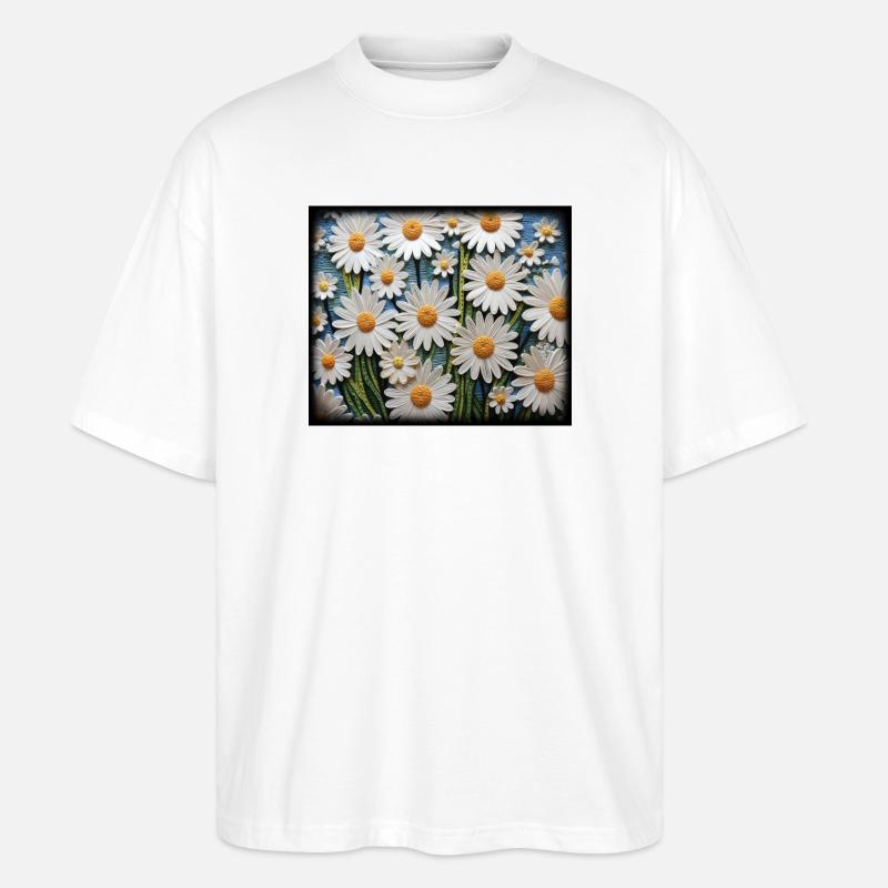 Blumenmuster Gänseblümchen Garten Hobby Design - Stanley/Stella Oversized Unisex Bio T-Shirt Blaster 2.0 - Weiß