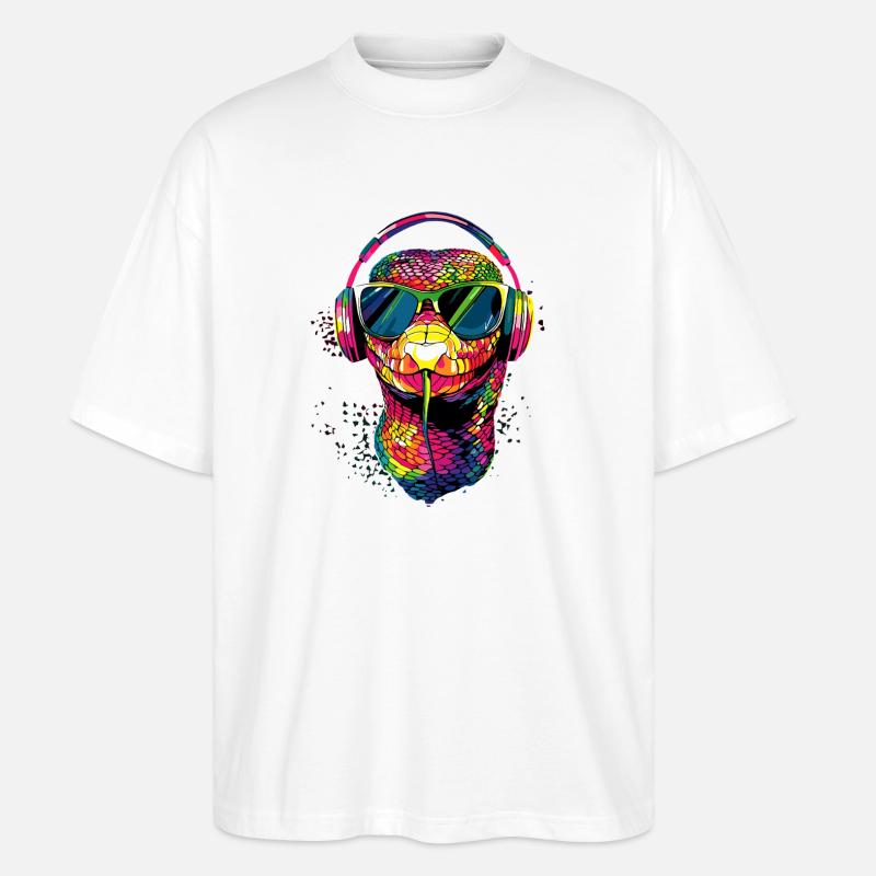 Schlange Python Kobra Klapperschlange Schlangen - Stanley/Stella Oversized Unisex Bio T-Shirt Blaster 2.0 - Weiß