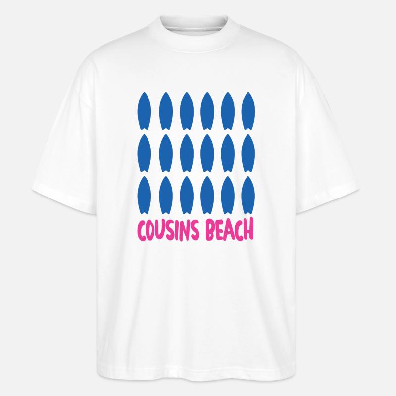 Cousins Beach – Surfboard - Stanley/Stella Oversized Unisex Bio T-Shirt Blaster 2.0 - Weiß