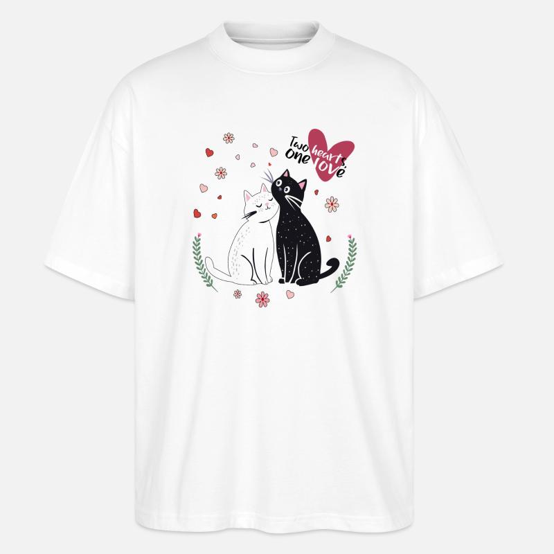 Chats joueurs avec des cœurs - T-shirt bio Blaster 2.0 coupe oversize Stanley/Stella Unisexe - blanc