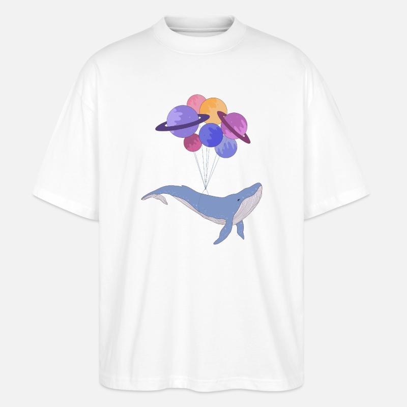 Baleine de l’espace - T-shirt bio Blaster 2.0 coupe oversize Stanley/Stella Unisexe - blanc