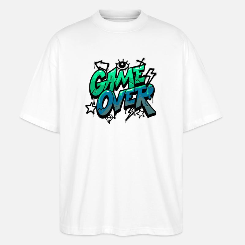Game Over Neon Graffiti Design - T-shirt bio Blaster 2.0 coupe oversize Stanley/Stella Unisexe - blanc