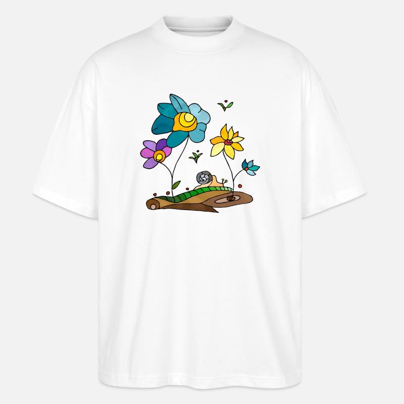 Blumen - Stanley/Stella Oversized Unisex Bio T-Shirt Blaster 2.0 - Weiß