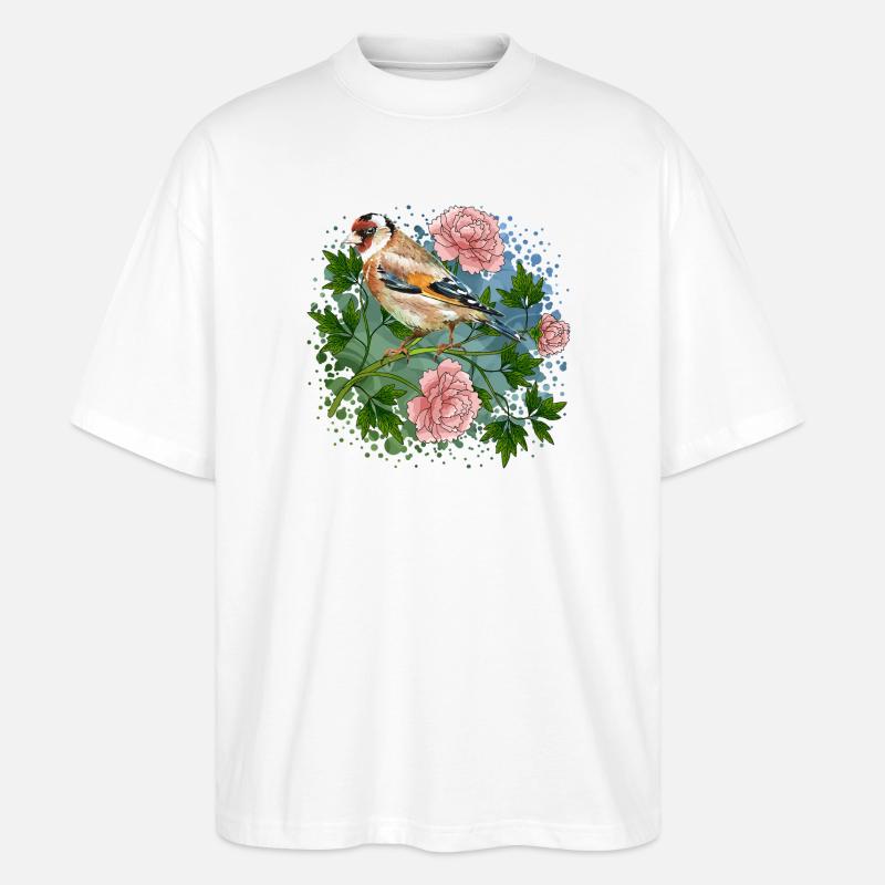 Bunter Vogel - Stanley/Stella Oversized Unisex Bio T-Shirt Blaster 2.0 - Weiß