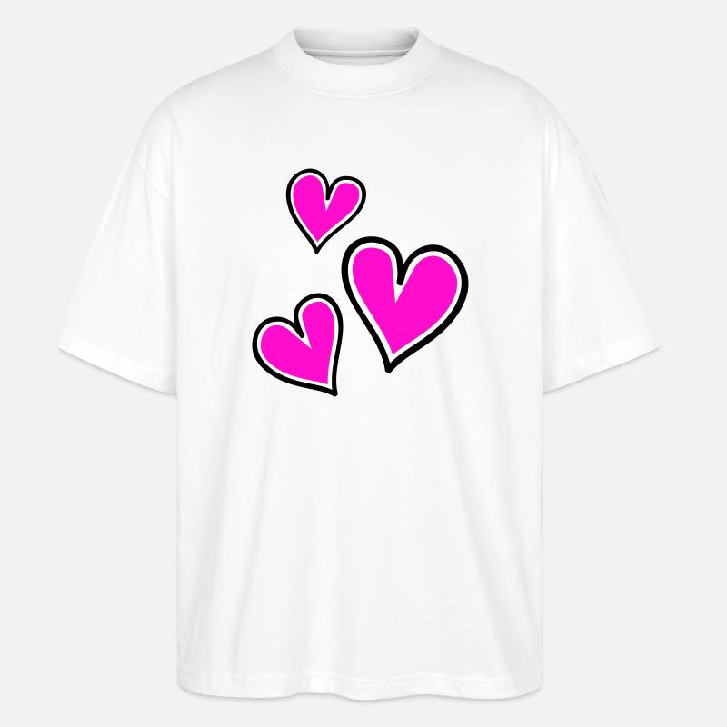 Motif de coeur rose vif - T-shirt bio Blaster 2.0 coupe oversize Stanley/Stella Unisexe - blanc