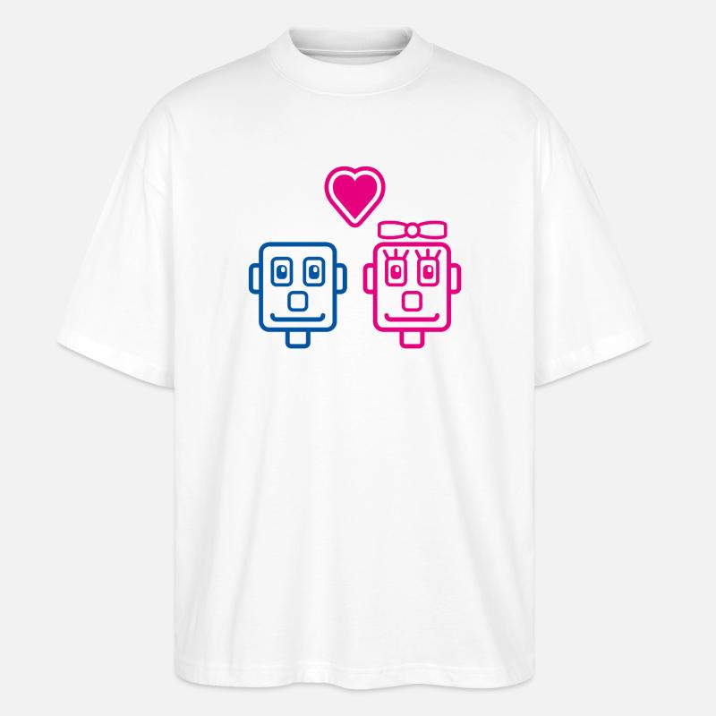 Robot Lovers von Helfspawn - Stanley/Stella Oversized Unisex Bio T-Shirt Blaster 2.0 - Weiß