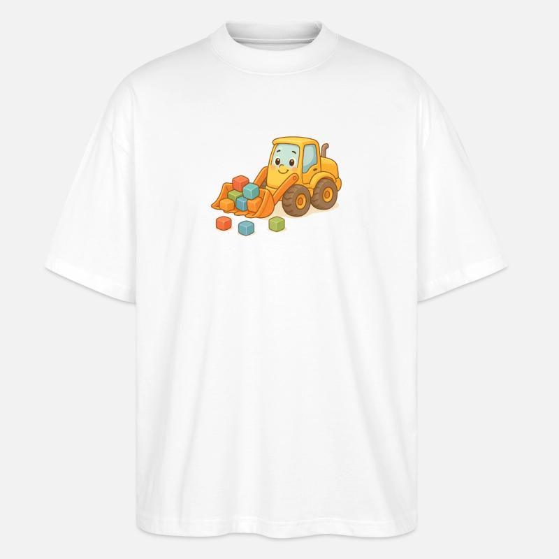 Verspielter Bagger mit bunten Bausteinen - Stanley/Stella Oversized Unisex Bio T-Shirt Blaster 2.0 - Weiß