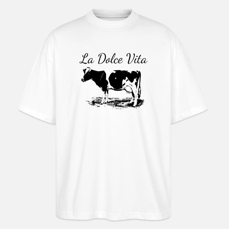 Vache laitière de la dolce vita - T-shirt bio Blaster 2.0 coupe oversize Stanley/Stella Unisexe - blanc