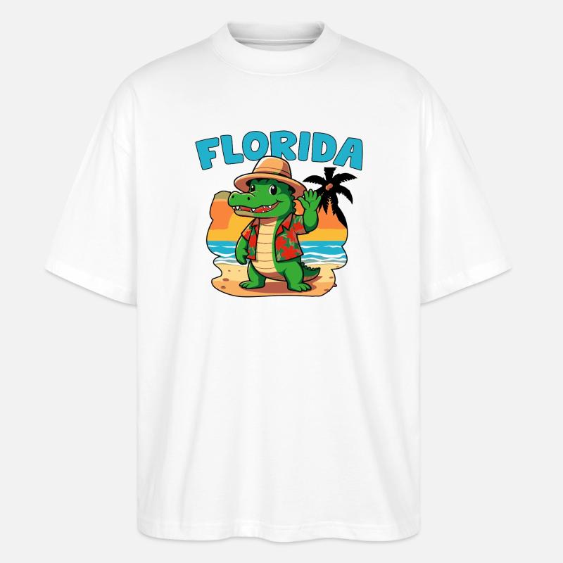 Krokodil Florida Urlaub - Stanley/Stella Oversized Unisex Bio T-Shirt Blaster 2.0 - Weiß