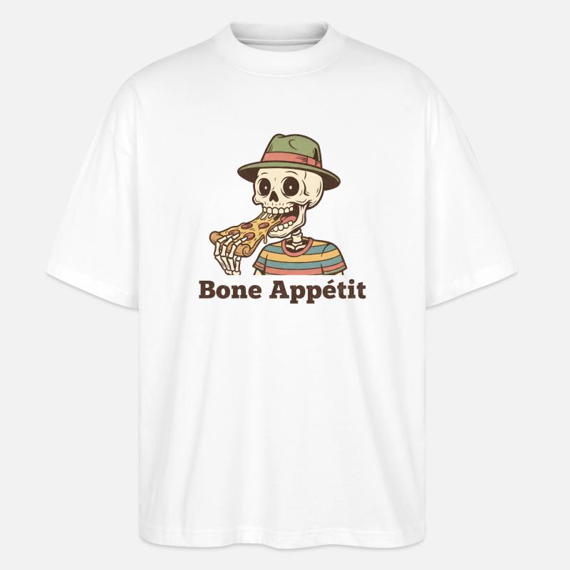 Bone Appétit Skelett isst Pizza - Stanley/Stella Oversized Unisex Bio T-Shirt Blaster 2.0 - Weiß
