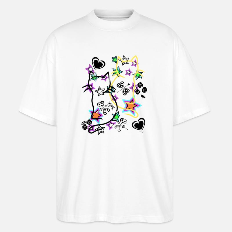 Retro Katzen Kinder - Stanley/Stella Oversized Unisex Bio T-Shirt Blaster 2.0 - Weiß