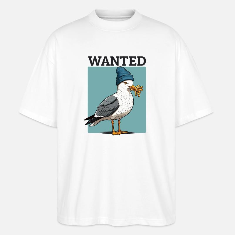 Gesuchte Möwe Mit Pommes - Stanley/Stella Oversized Unisex Bio T-Shirt Blaster 2.0 - Weiß