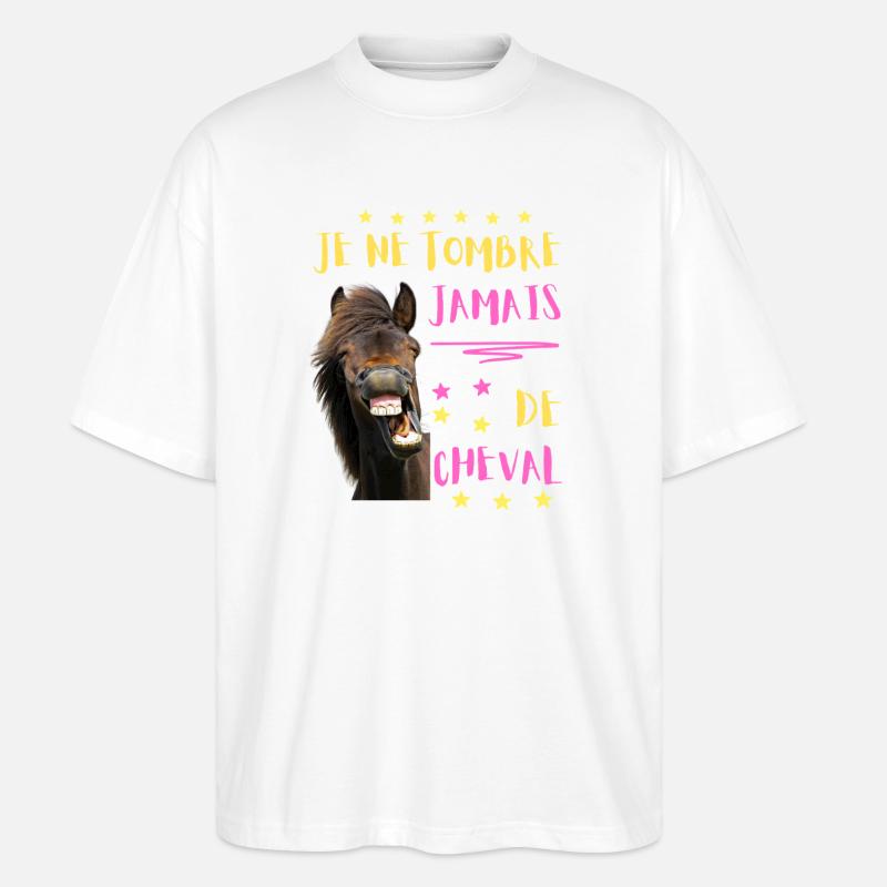 JE NE TOMBE JAMAIS DE CHEVAL - T-shirt bio Blaster 2.0 coupe oversize Stanley/Stella Unisexe - blanc