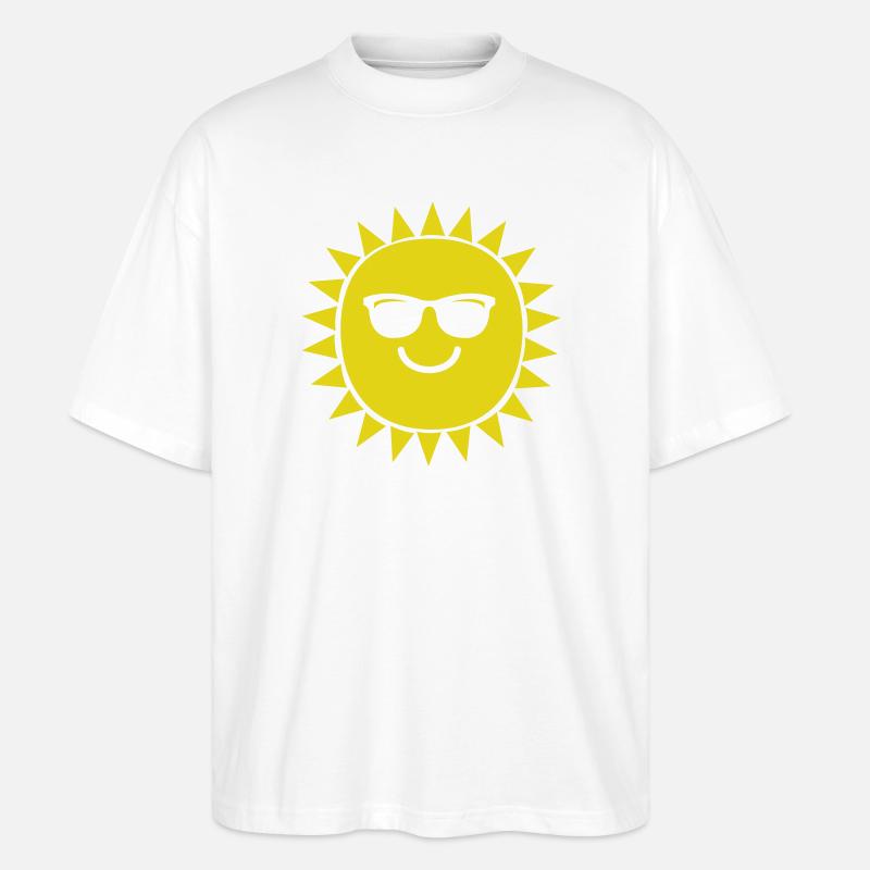 Fröhliche Sonne mit Sonnenbrille - Stanley/Stella Oversized Unisex Bio T-Shirt Blaster 2.0 - Weiß