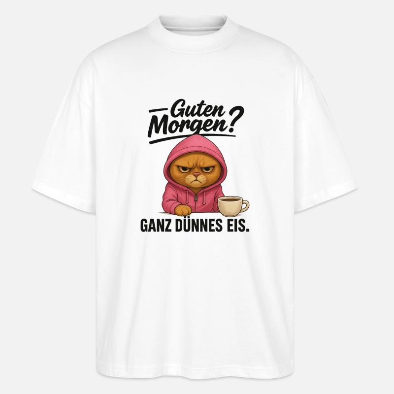 Katze ganz dünnes Eis - Stanley/Stella Oversized Unisex Bio T-Shirt Blaster 2.0 - Weiß