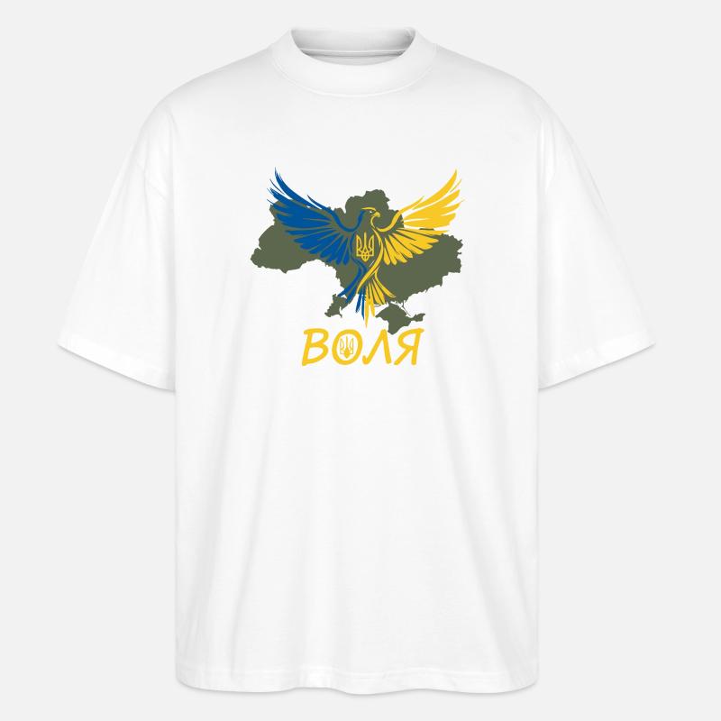 Volya Eagle on Ukraine Map - Stanley/Stella Oversized Unisex Organic T-shirt Blaster 2.0 - white
