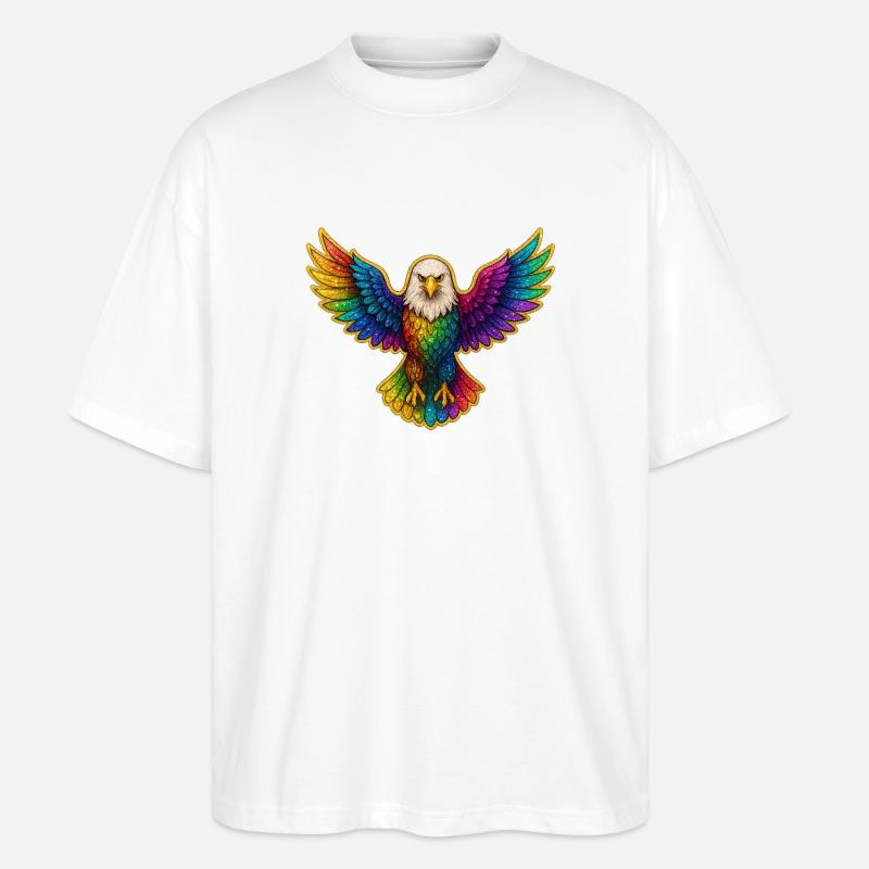 Rainbow Eagle Wing Art - Stanley/Stella Oversized Unisex Organic T-shirt Blaster 2.0 - white