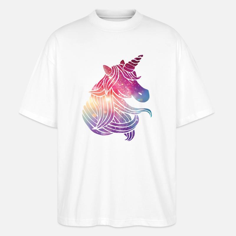 Einhorn Glitzer - Stanley/Stella Oversized Unisex Bio T-Shirt Blaster 2.0 - Weiß