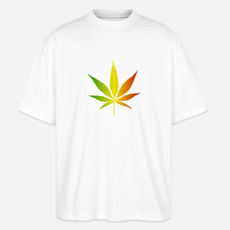 Rasta Gradient Cannabis Leaf - Stanley/Stella Oversized Unisex Organic T-shirt Blaster 2.0 - white