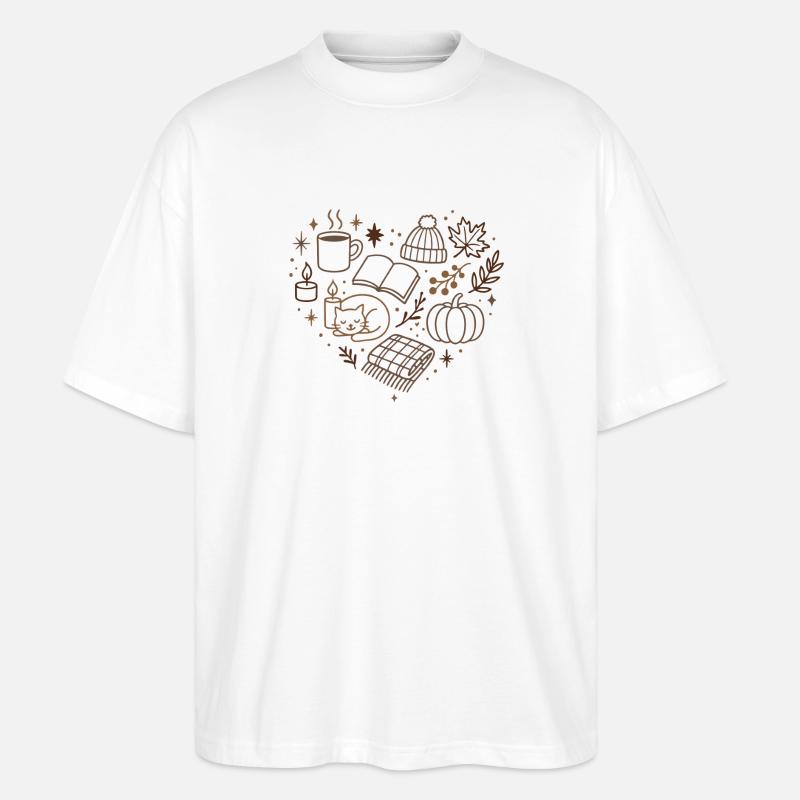 Herbstliche Kuschelabend Muster - Stanley/Stella Oversized Unisex Bio T-Shirt Blaster 2.0 - Weiß