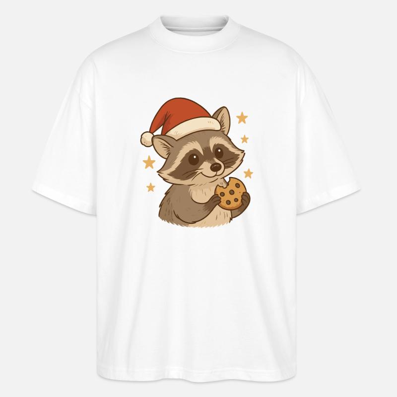 raton laveur de Noël avec biscuit - T-shirt bio Blaster 2.0 coupe oversize Stanley/Stella Unisexe - blanc