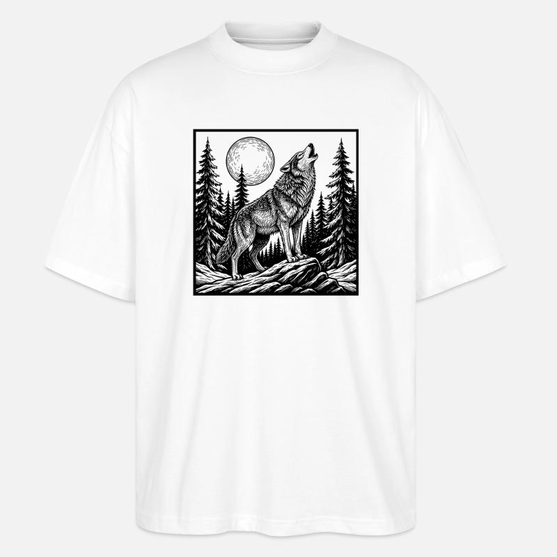 Heulender Wolf - Stanley/Stella Oversized Unisex Bio T-Shirt Blaster 2.0 - Weiß