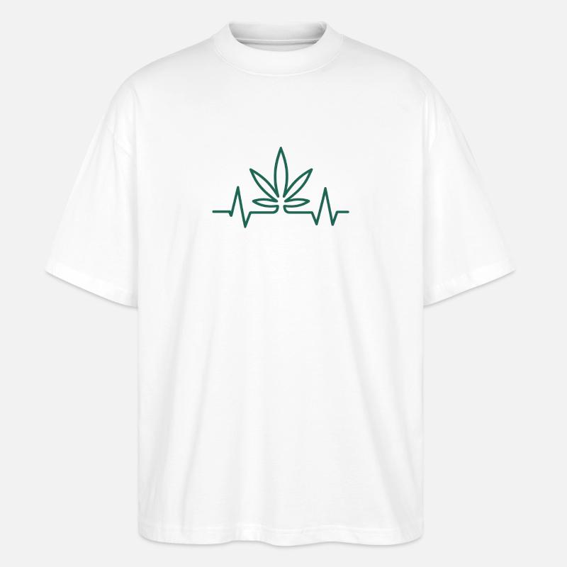Herzschlag Hanfblatt - Stanley/Stella Oversized Unisex Bio T-Shirt Blaster 2.0 - Weiß