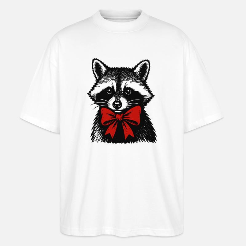 Weihnachts Waschbär mit Schleife - Stanley/Stella Oversized Unisex Bio T-Shirt Blaster 2.0 - Weiß