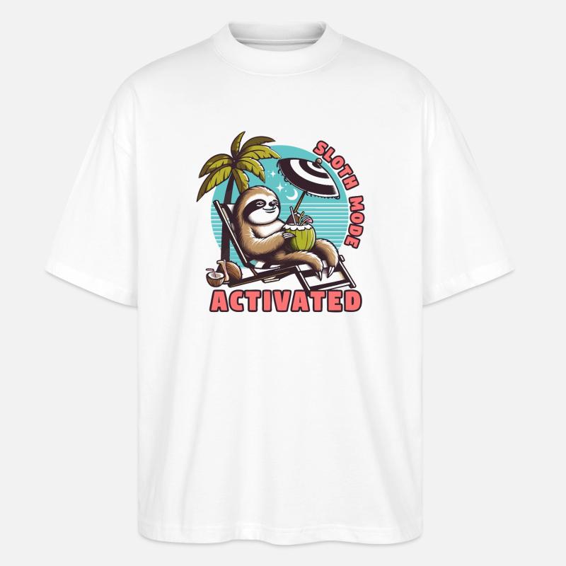 Faultiermodus - Sloth Mode Activated Faultier Rela - Stanley/Stella Oversized Unisex Organic T-shirt Blaster 2.0 - white