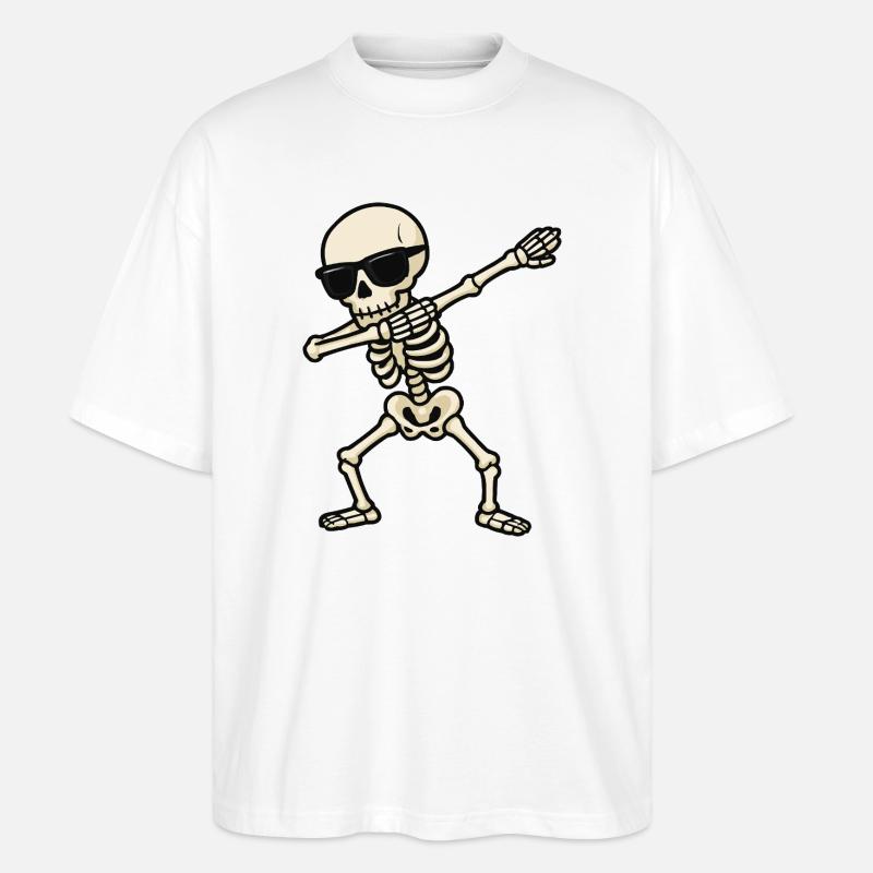 Squelette dab avec lunettes de soleil - T-shirt bio Blaster 2.0 coupe oversize Stanley/Stella Unisexe - blanc
