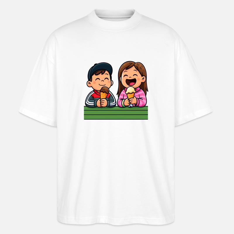 Fröhliche Eiscreme Freunde - Stanley/Stella Oversized Unisex Bio T-Shirt Blaster 2.0 - Weiß