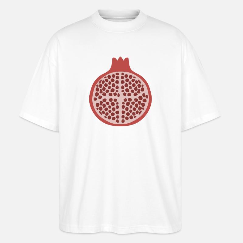 Granatapfel-Hälfte - Stanley/Stella Oversized Unisex Bio T-Shirt Blaster 2.0 - Weiß