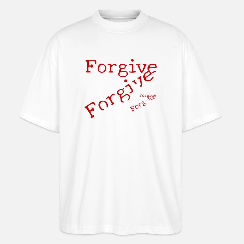 Le pardon en typographie rouge - T-shirt bio Blaster 2.0 coupe oversize Stanley/Stella Unisexe - blanc