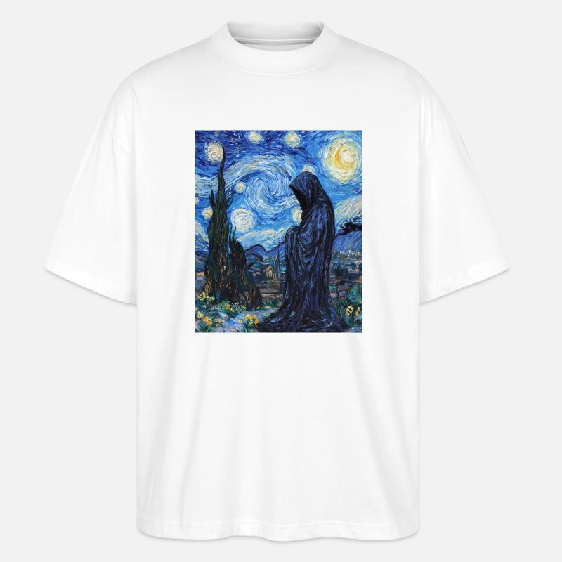 Fantôme Van Gogh Style Nuit étoilée - T-shirt bio Blaster 2.0 coupe oversize Stanley/Stella Unisexe - blanc