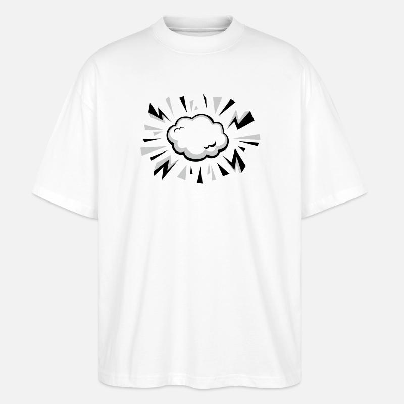 Comic Wolke mit Blitzen - Stanley/Stella Oversized Unisex Bio T-Shirt Blaster 2.0 - Weiß