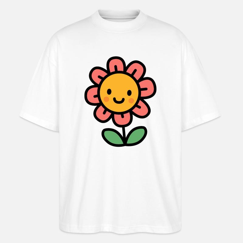 Kawaii Blume mit großer Blüte - Stanley/Stella Oversized Unisex Bio T-Shirt Blaster 2.0 - Weiß