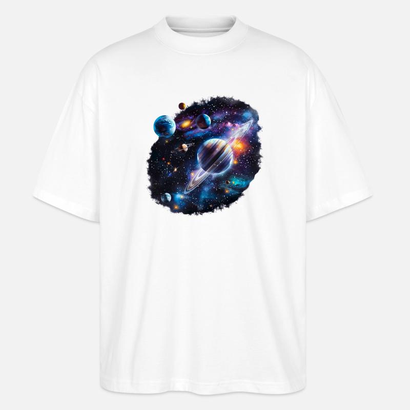 Galactic Planetary System Pattern - Stanley/Stella Oversized Unisex Organic T-shirt Blaster 2.0 - white