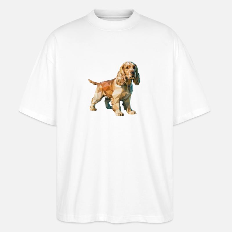 Cocker Spaniel - Cooles Low-Poly-Logo - Stanley/Stella Oversized Unisex Bio T-Shirt Blaster 2.0 - Weiß