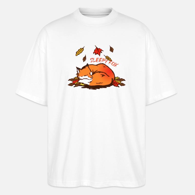 Schlafender Fuchs Herbsttraum Sleepy Fox - Stanley/Stella Oversized Unisex Bio T-Shirt Blaster 2.0 - Weiß