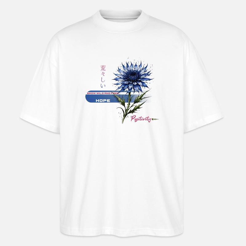 Blaue Blüte Hoffnung - Stanley/Stella Oversized Unisex Bio T-Shirt Blaster 2.0 - Weiß