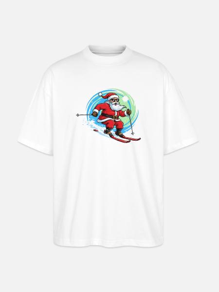 Christmas Man Skiing Winter Fun - Stanley/Stella Oversized Unisex Organic T-shirt Blaster 2.0 - white